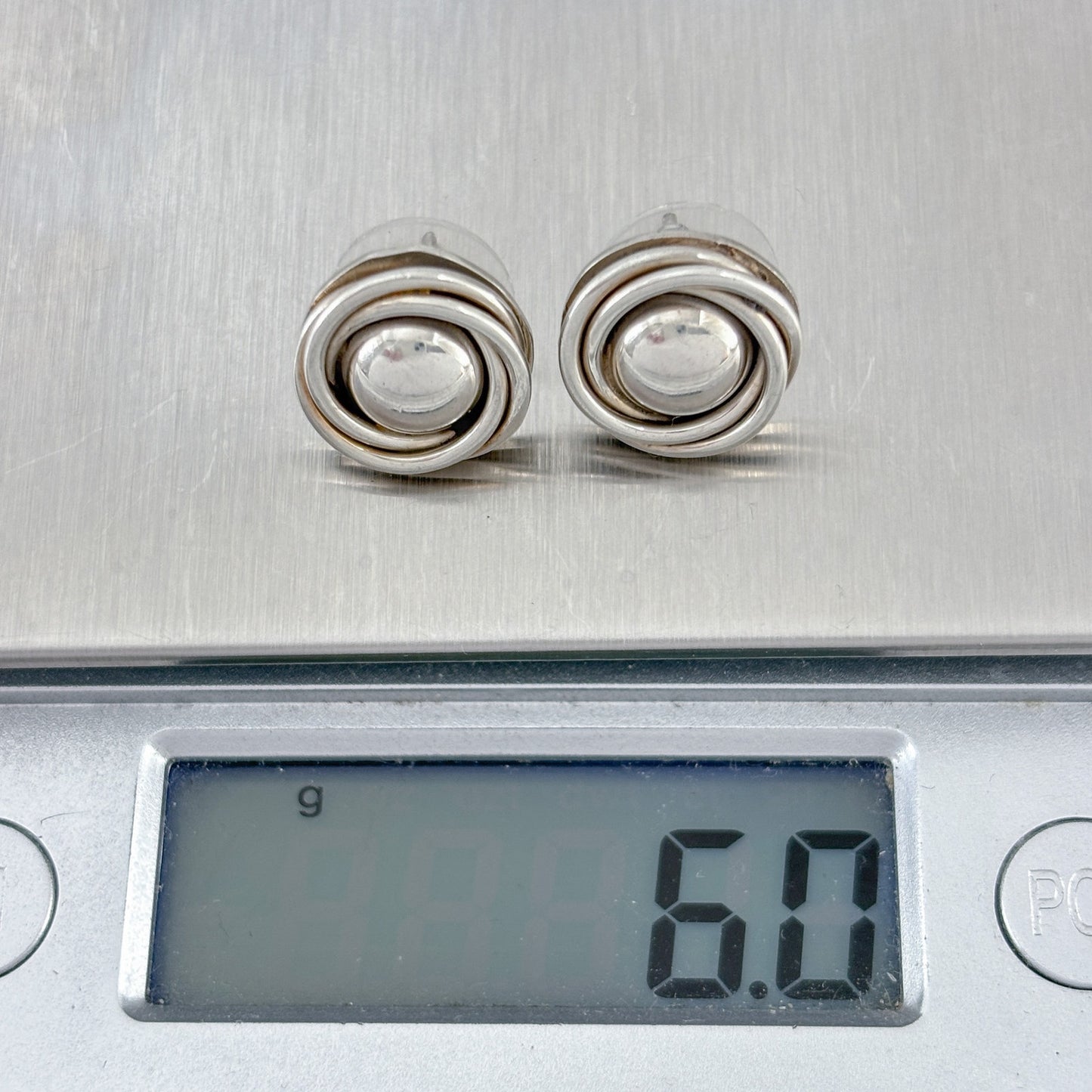 Vintage Sterling Silver 925 Swirl Stud Earrings