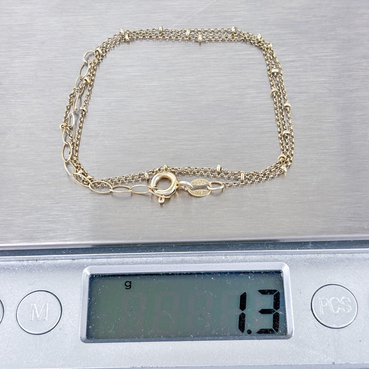 Vintage Gold-Tone Sterling Silver Station Chain Necklace Adjustable 17”-18.5”