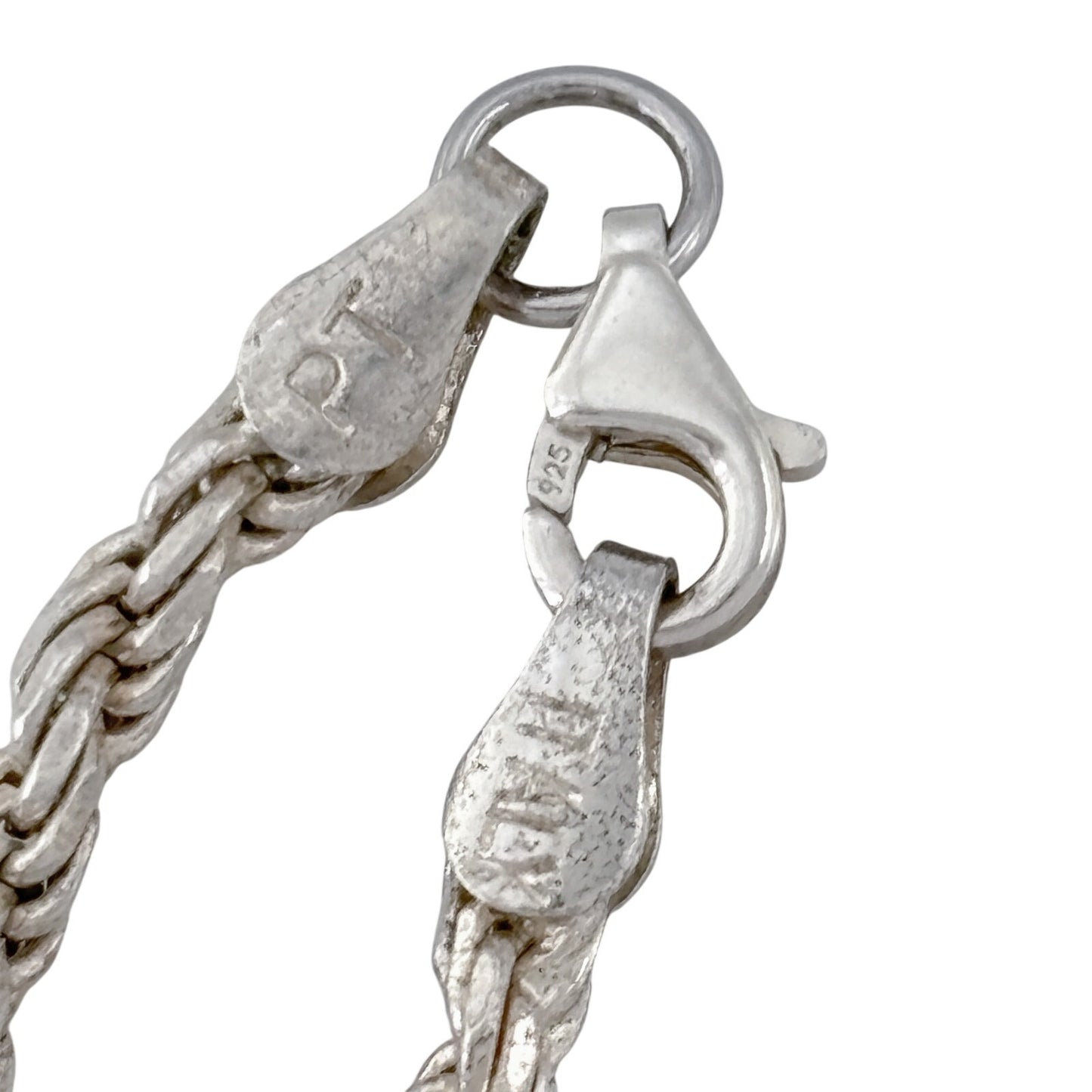 Vintage Italian Sterling Silver 925 Rope Chain Bracelet 7.25"
