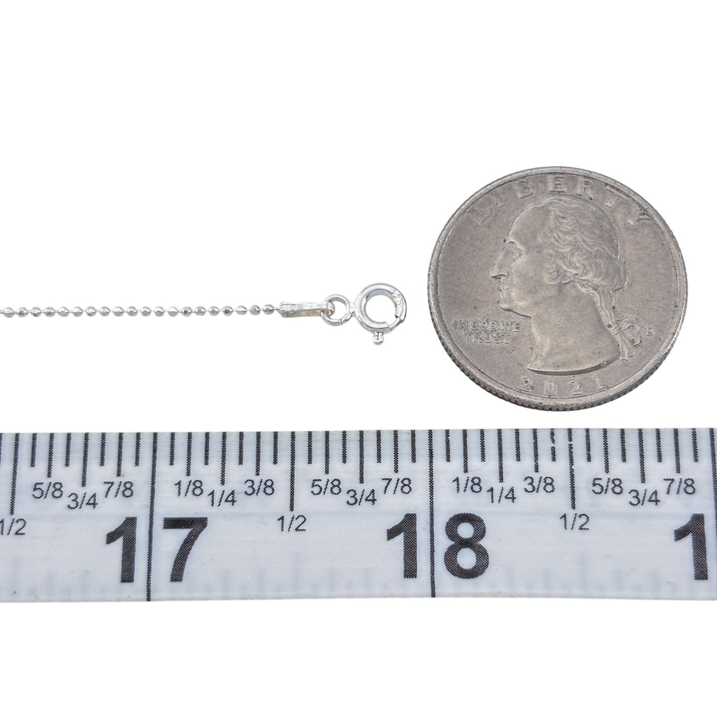 Vintage Sterling Silver 925 Ball Bead Chain Necklace 18"