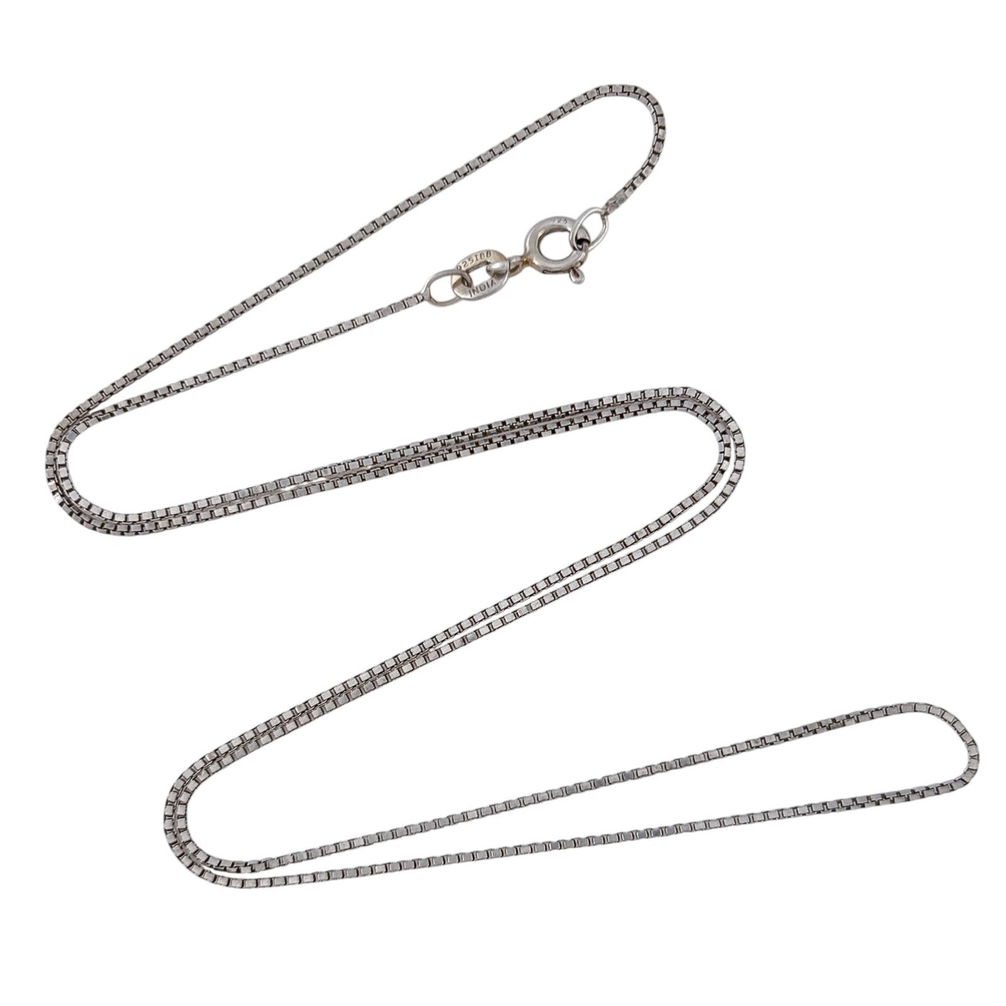 Vintage Sterling Silver 925 Box Chain Necklace 18"