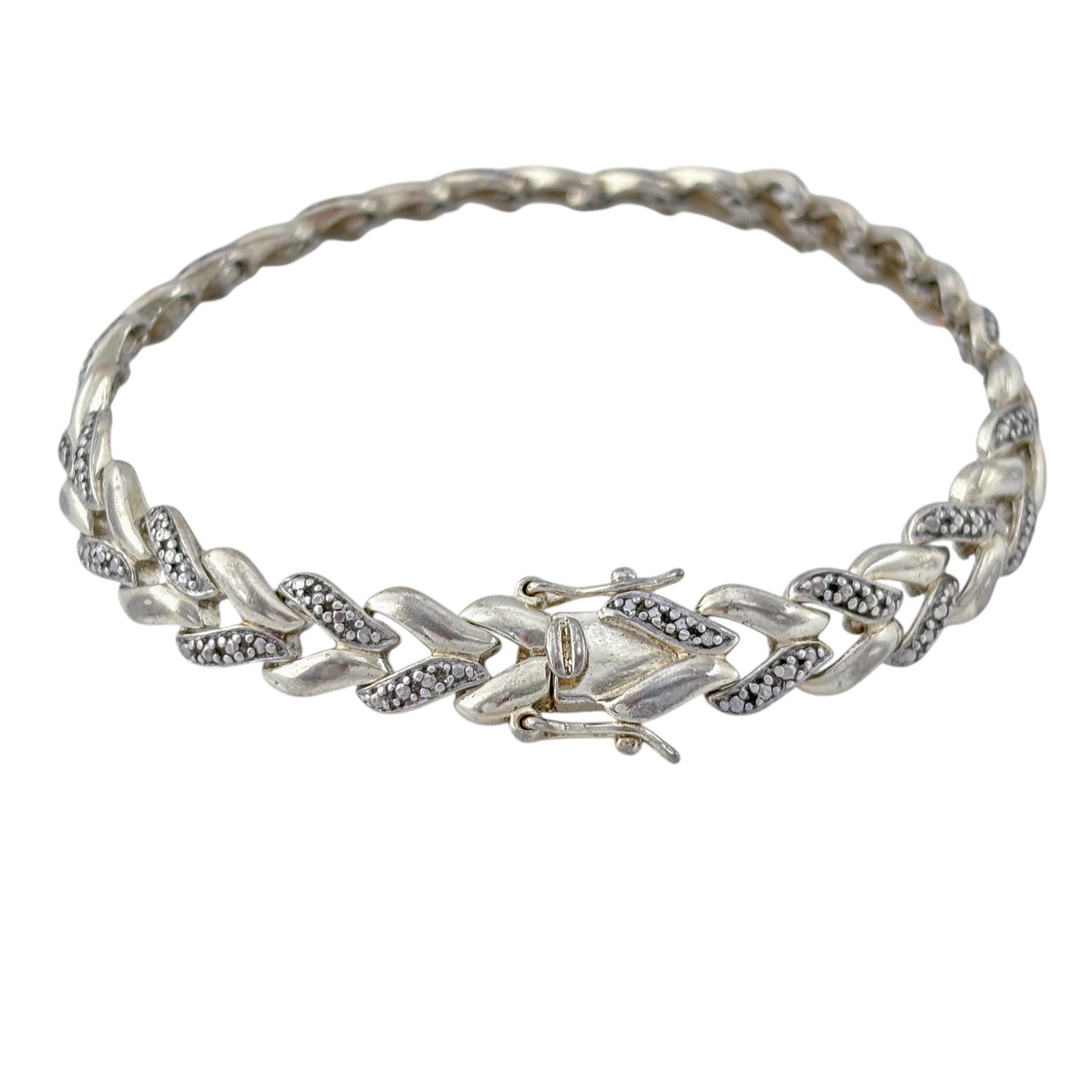 Vintage Sterling Silver 925 Studded Link Bracelet 7.25"