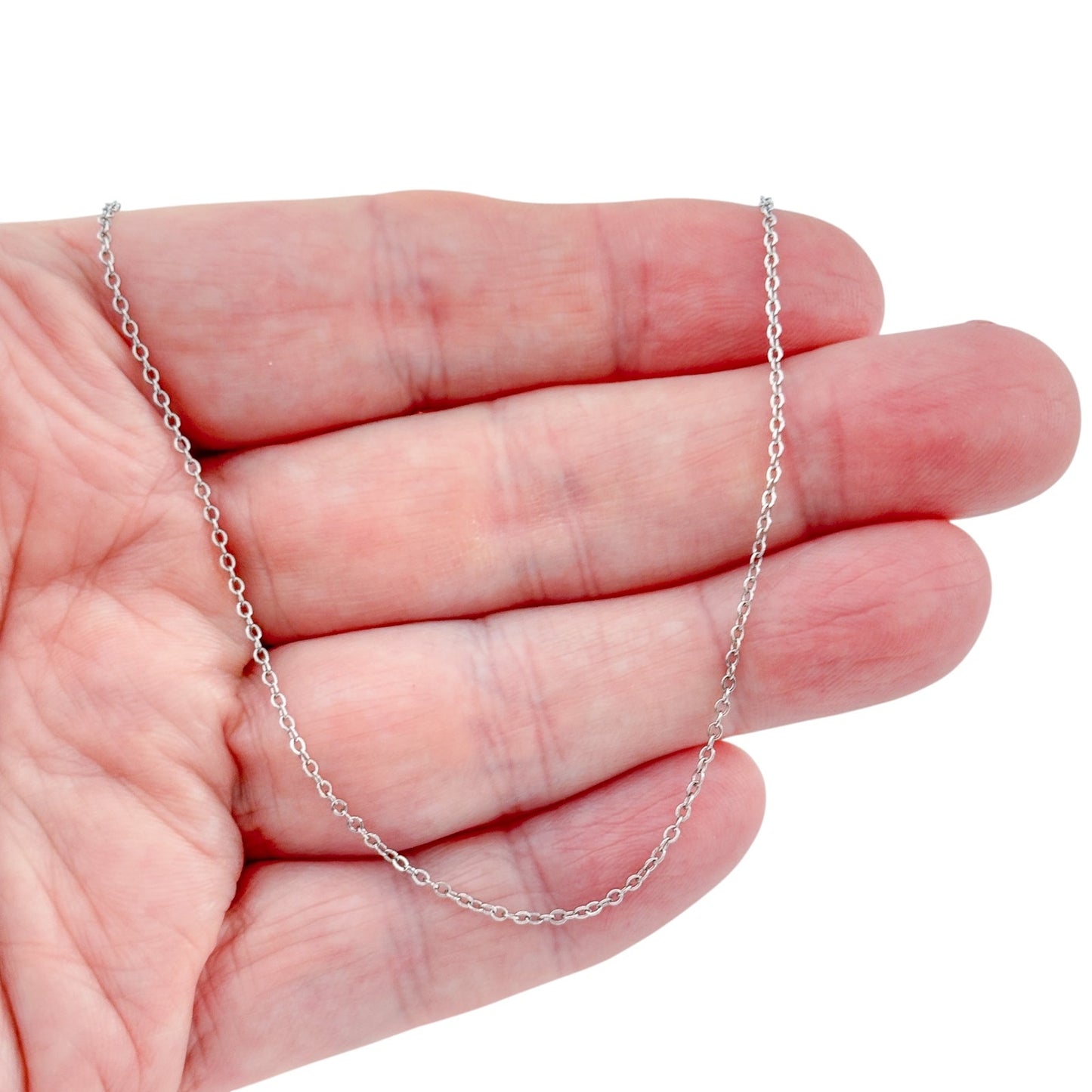 Vintage Sterling Silver 925 Cable Link Chain Necklace 15.5"-17.5"