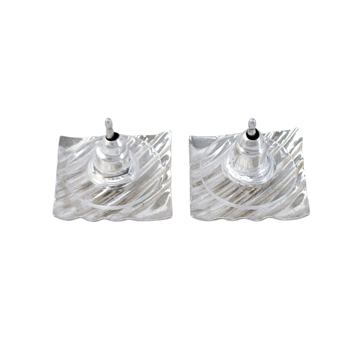 Vintage Sterling Silver 925 Square Textured Stud Earrings