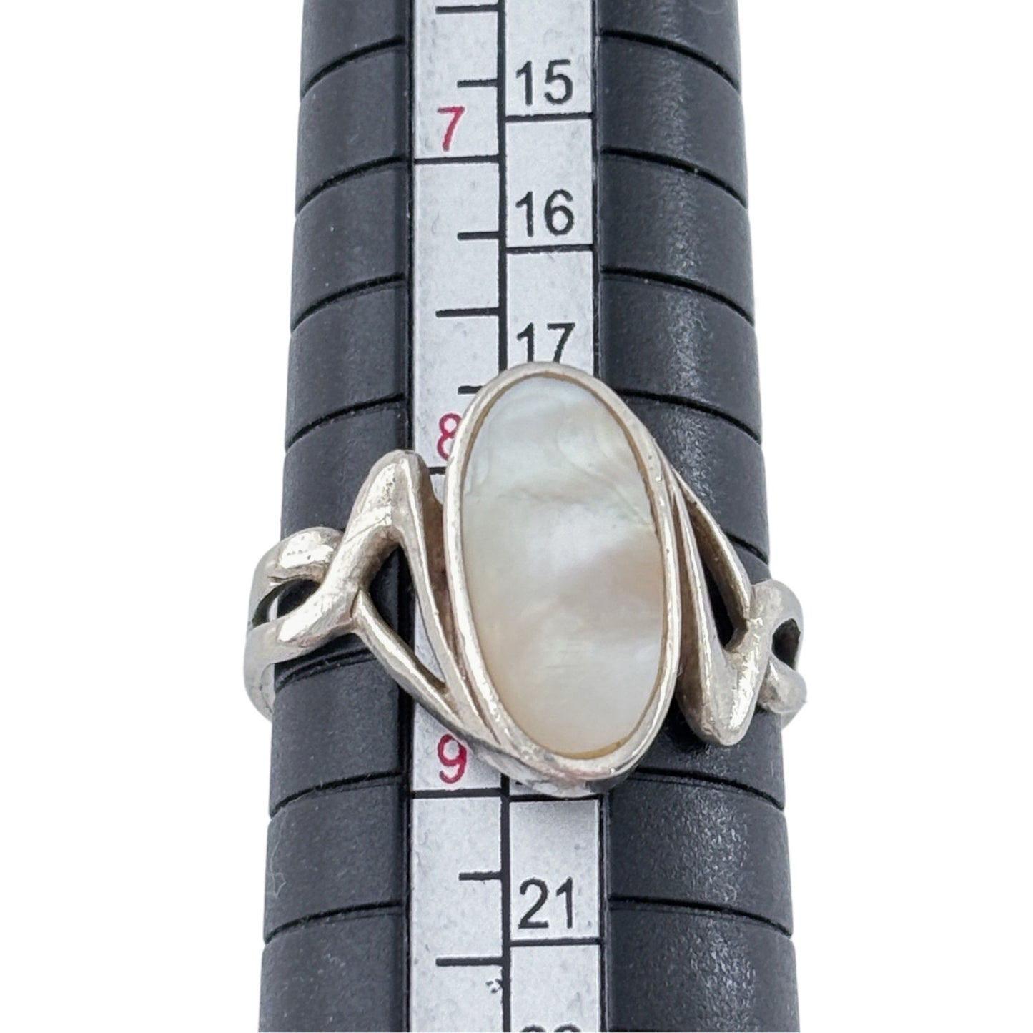 Vintage Sterling Silver 925 Mother of Pearl Oval Ring Size 8.5