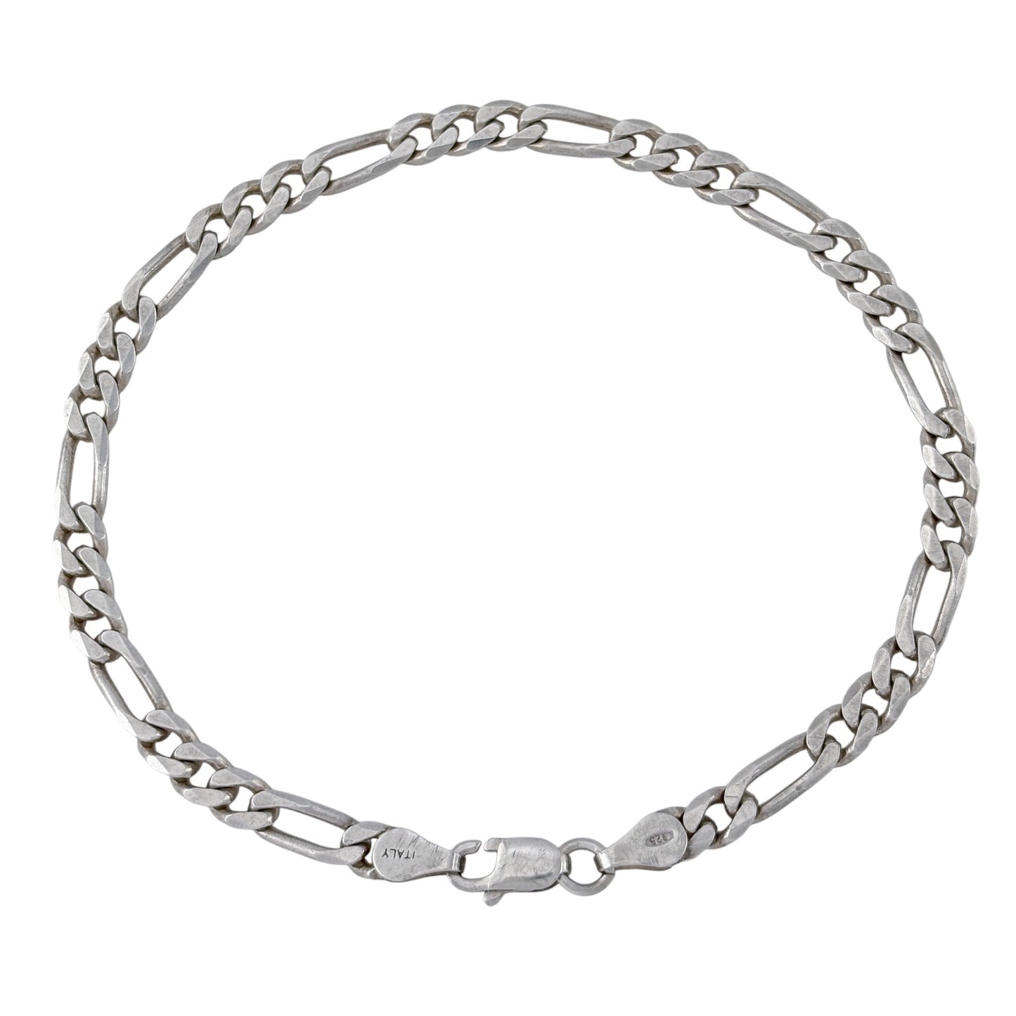 Vintage Italian Sterling Silver 925 Italy Figaro Chain Bracelet 8"