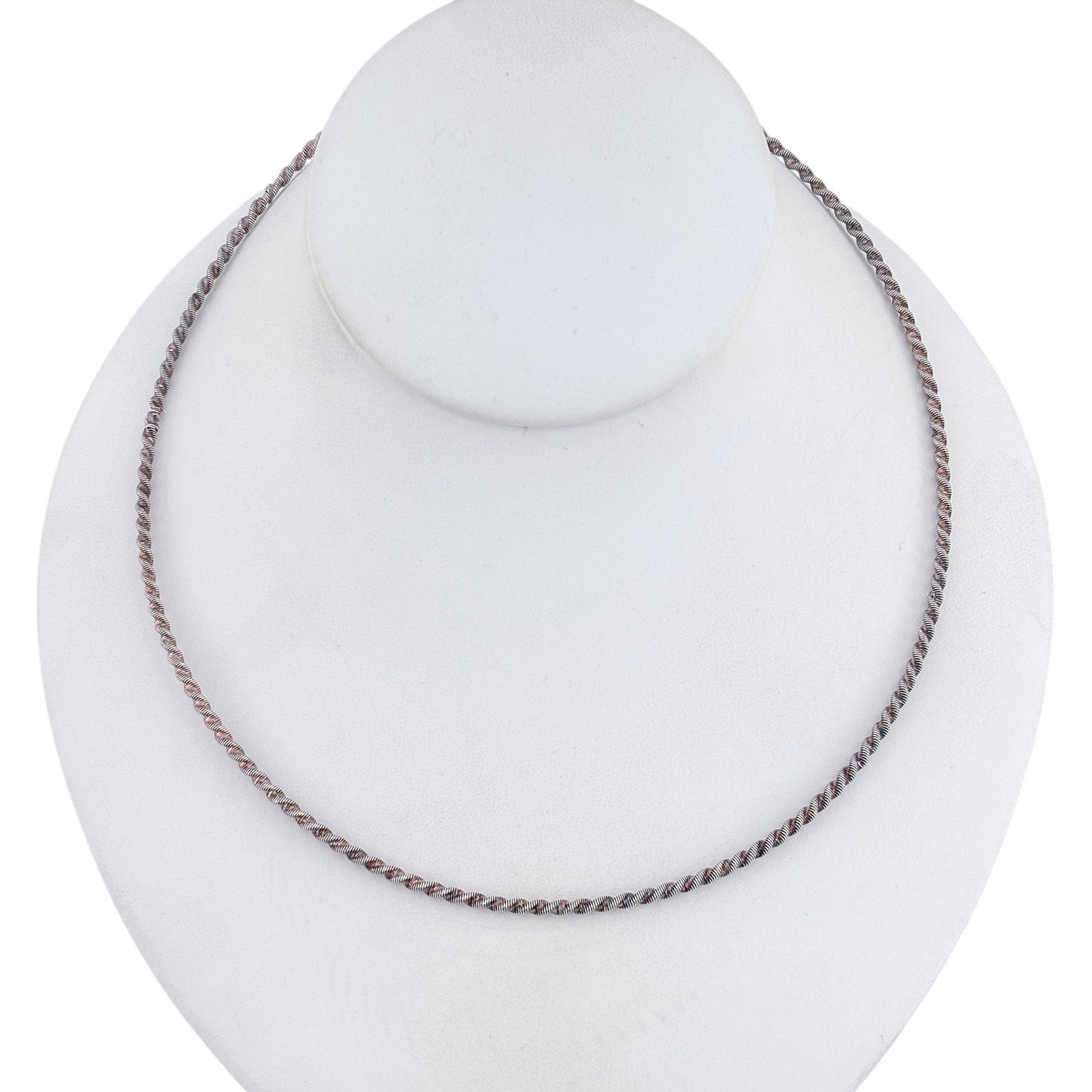Vintage Italian Sterling Silver 925 Twisted Chain Necklace 16"-18"