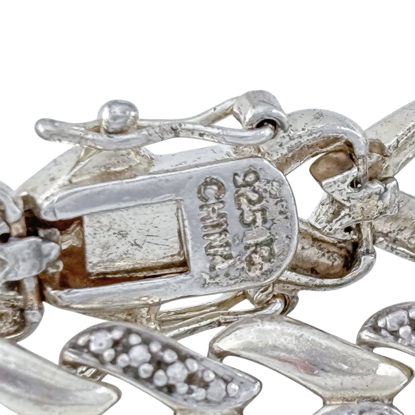 Vintage Sterling Silver 925 Studded Link Bracelet 7.25"