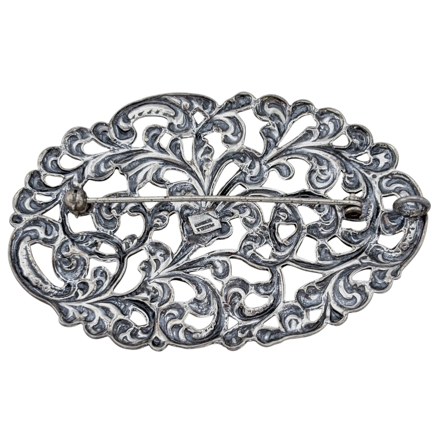 Vintage Sterling Silver 925 Filigree Scroll Brooch