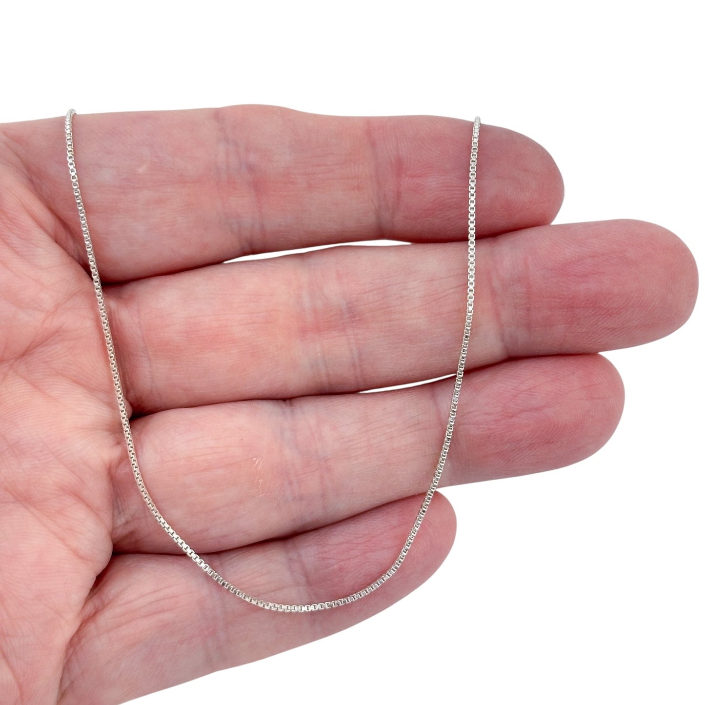 Vintage Italian Sterling Silver 925 Box Link Chain Necklace 18"