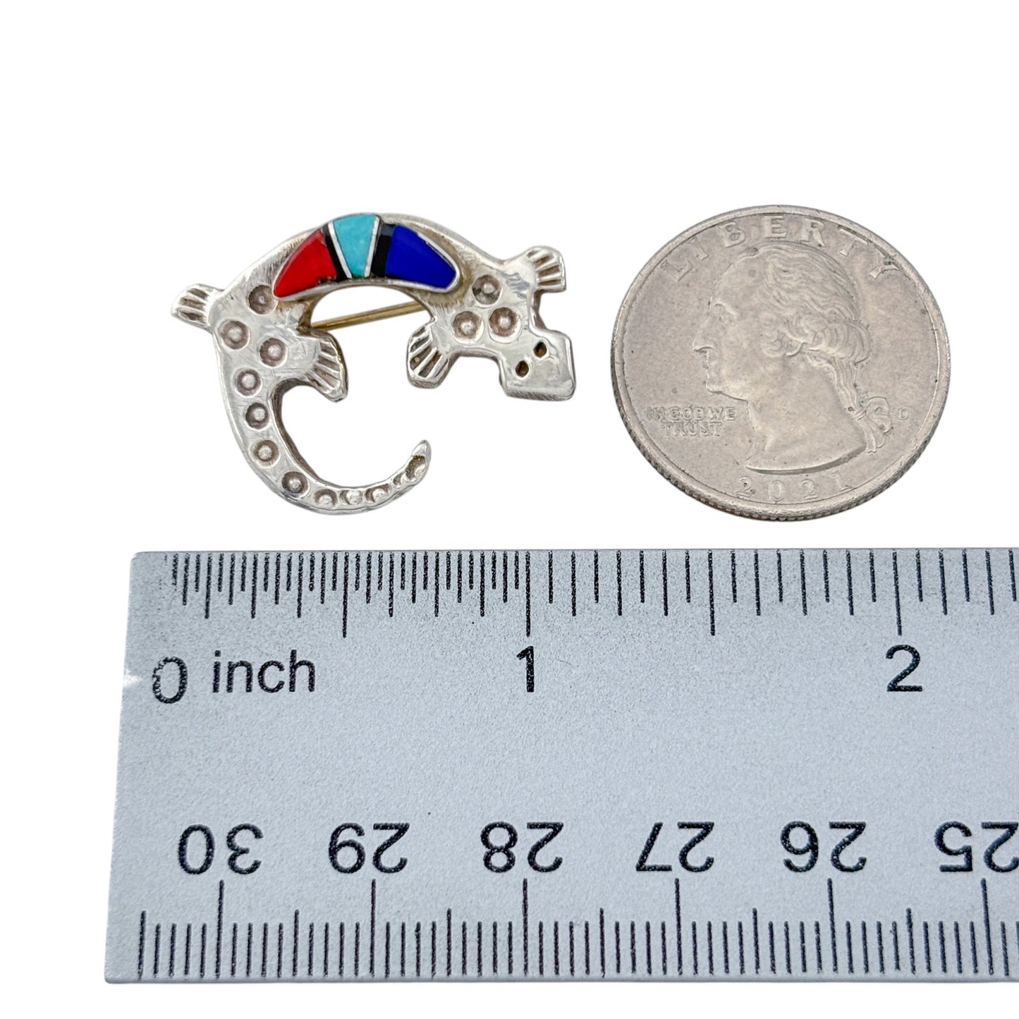 Vintage Sterling Silver 925 Southwest Native American Lizard Gecko Brooch
