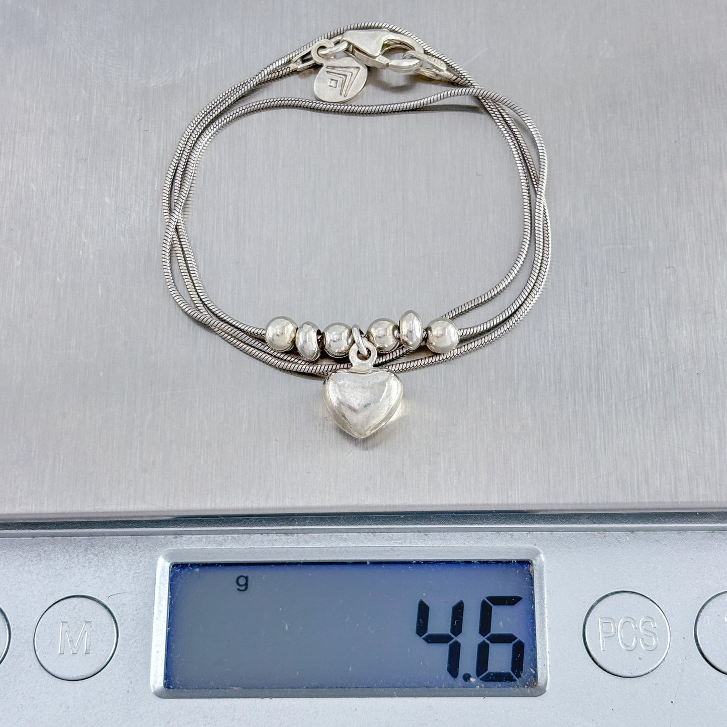 Vintage Sterling Silver 925 Silpada Puffy Heart Pendant Necklace 15.5"