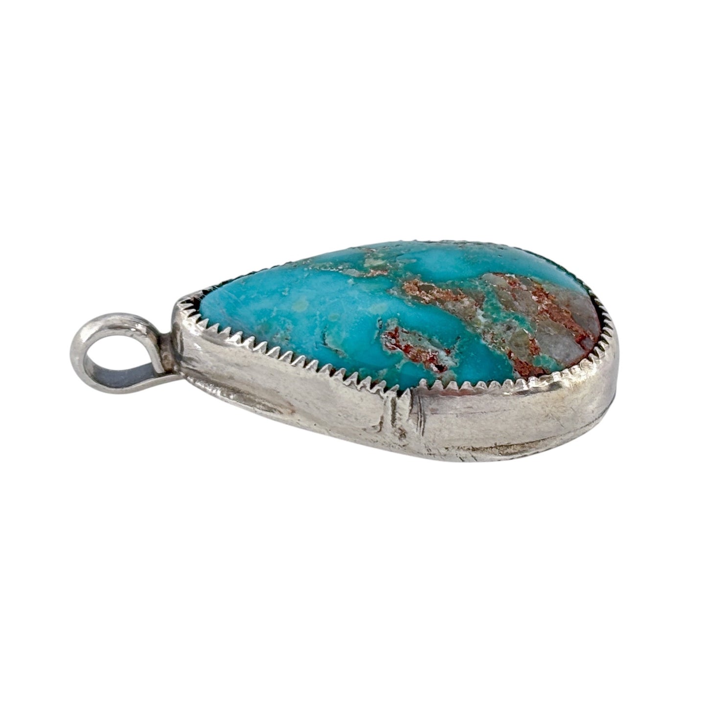Old Pawn Signed Navajo Sterling Silver 925 Royston Turquoise Teardrop Pendant