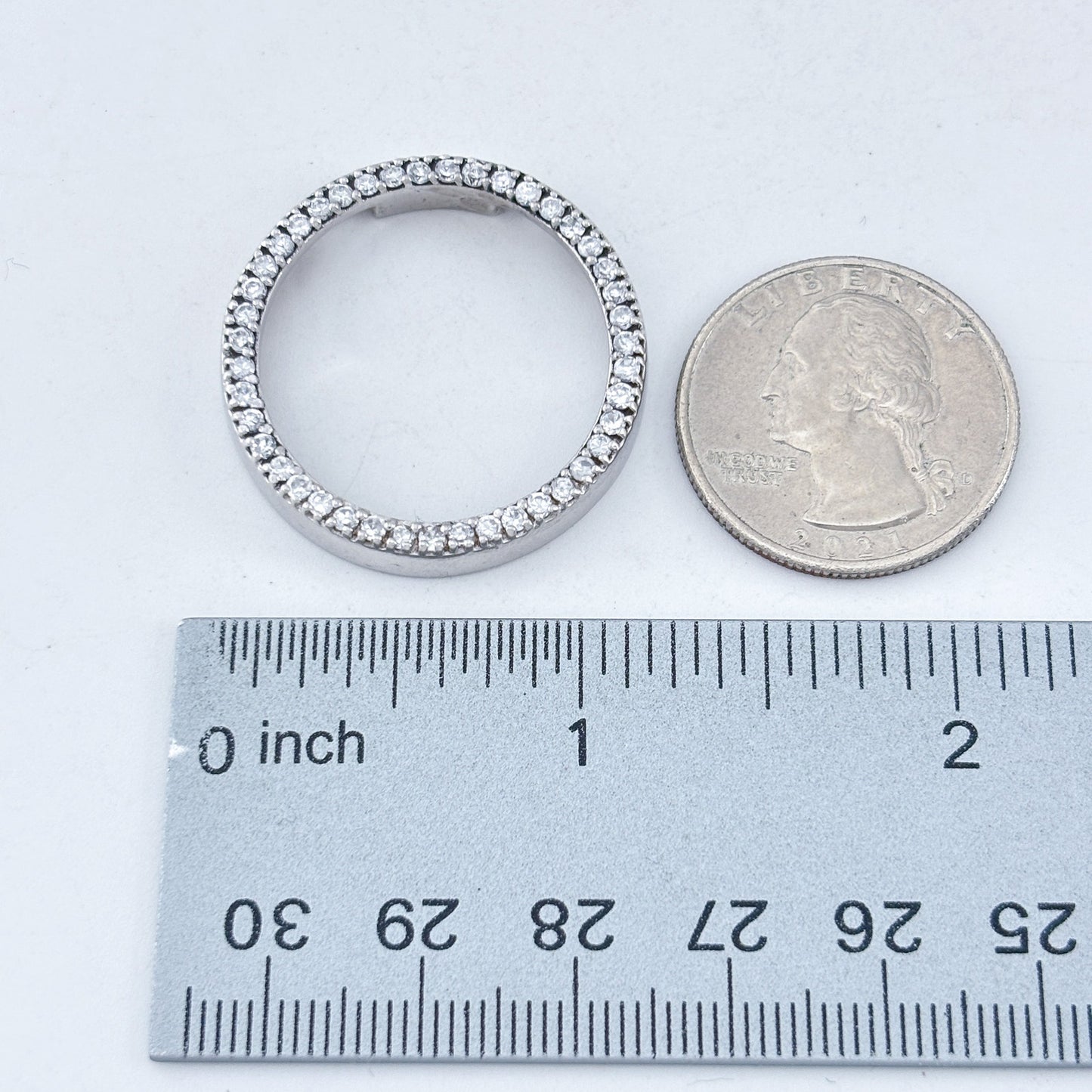 Vintage Sterling Silver 925 Cubic Zirconia Circle Pendant
