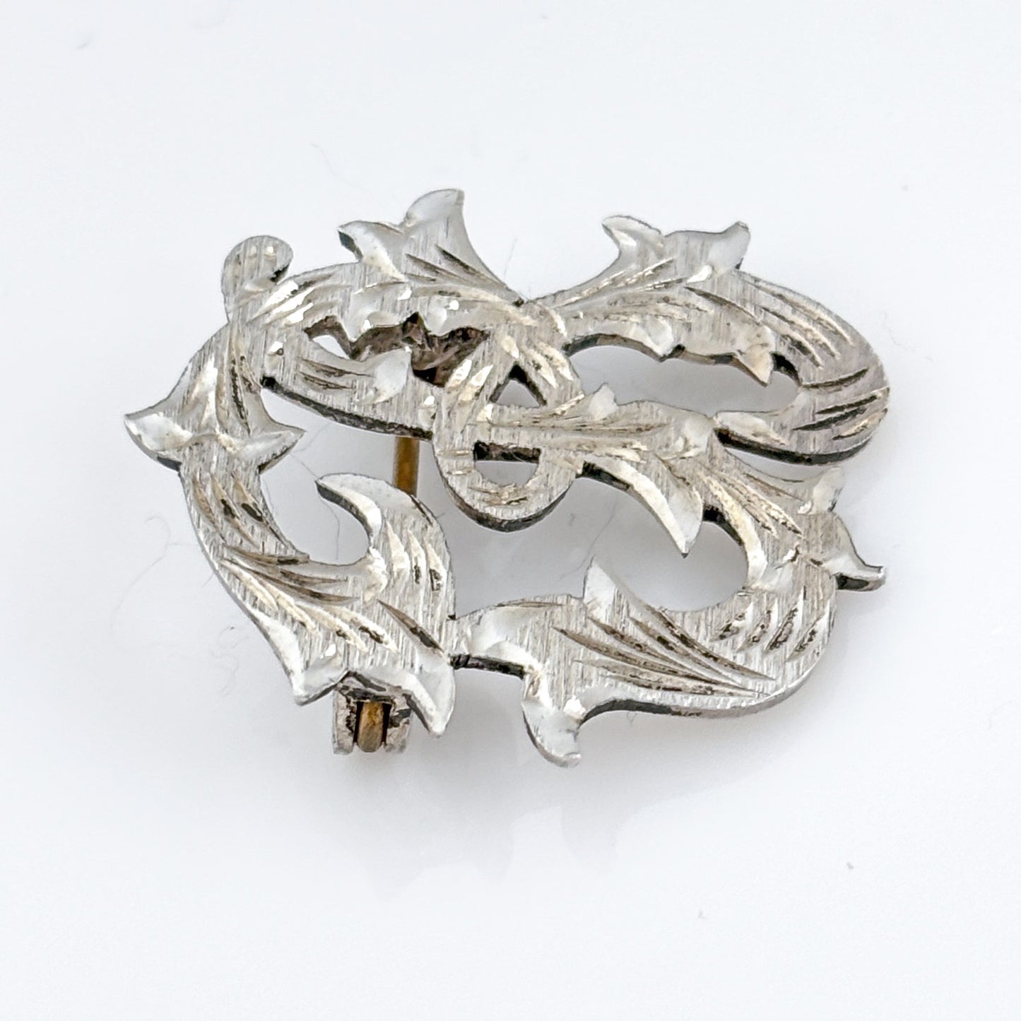 Vintage Sterling Silver 925 Filigree Monogram Letter B Brooch