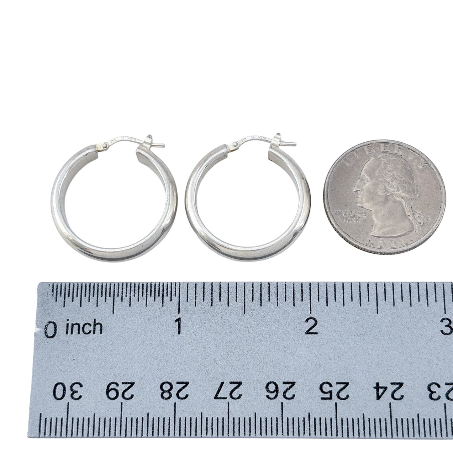 Vintage Milor Sterling Silver 950 Classic Hoop Earrings