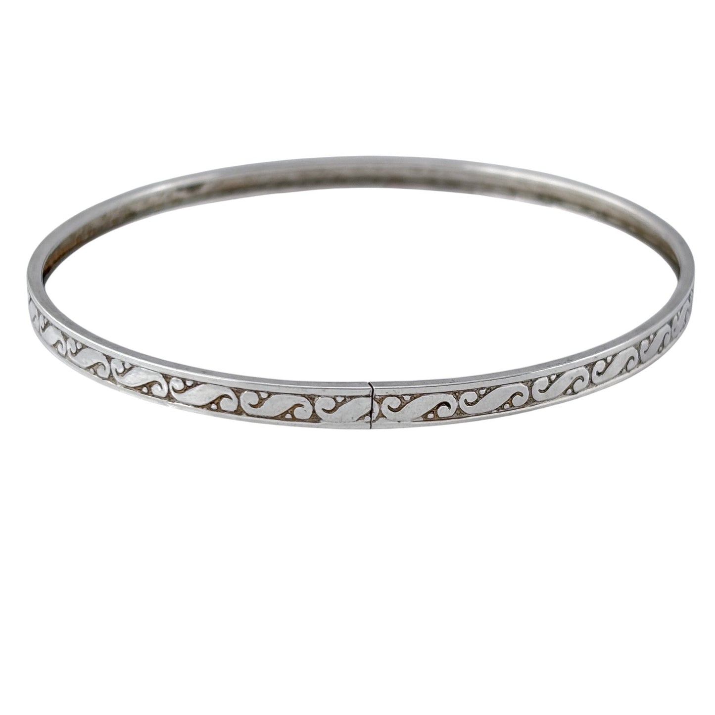 Vintage Sterling Silver 925 Engraved Wave Bangle Bracelet 8"