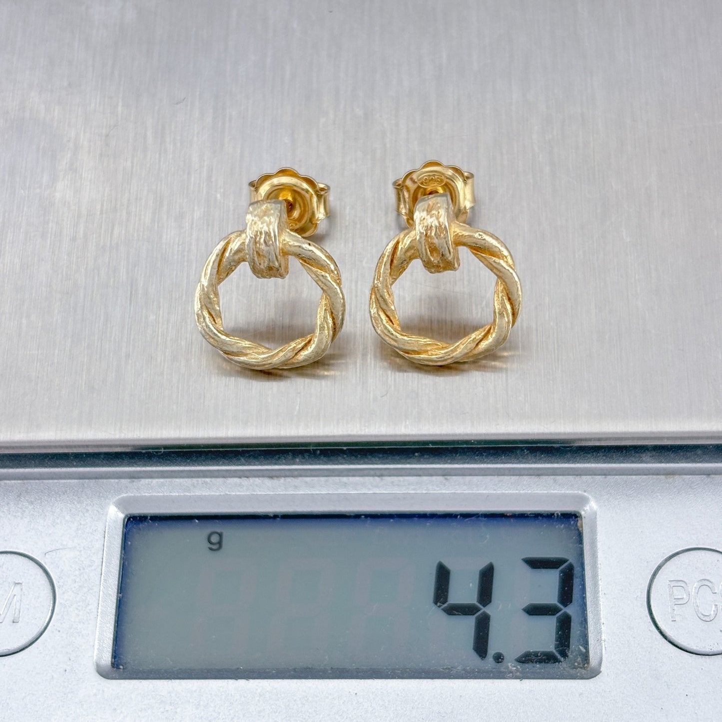 Vintage Gold-Tone Sterling Silver 925 Doorknocker Earrings