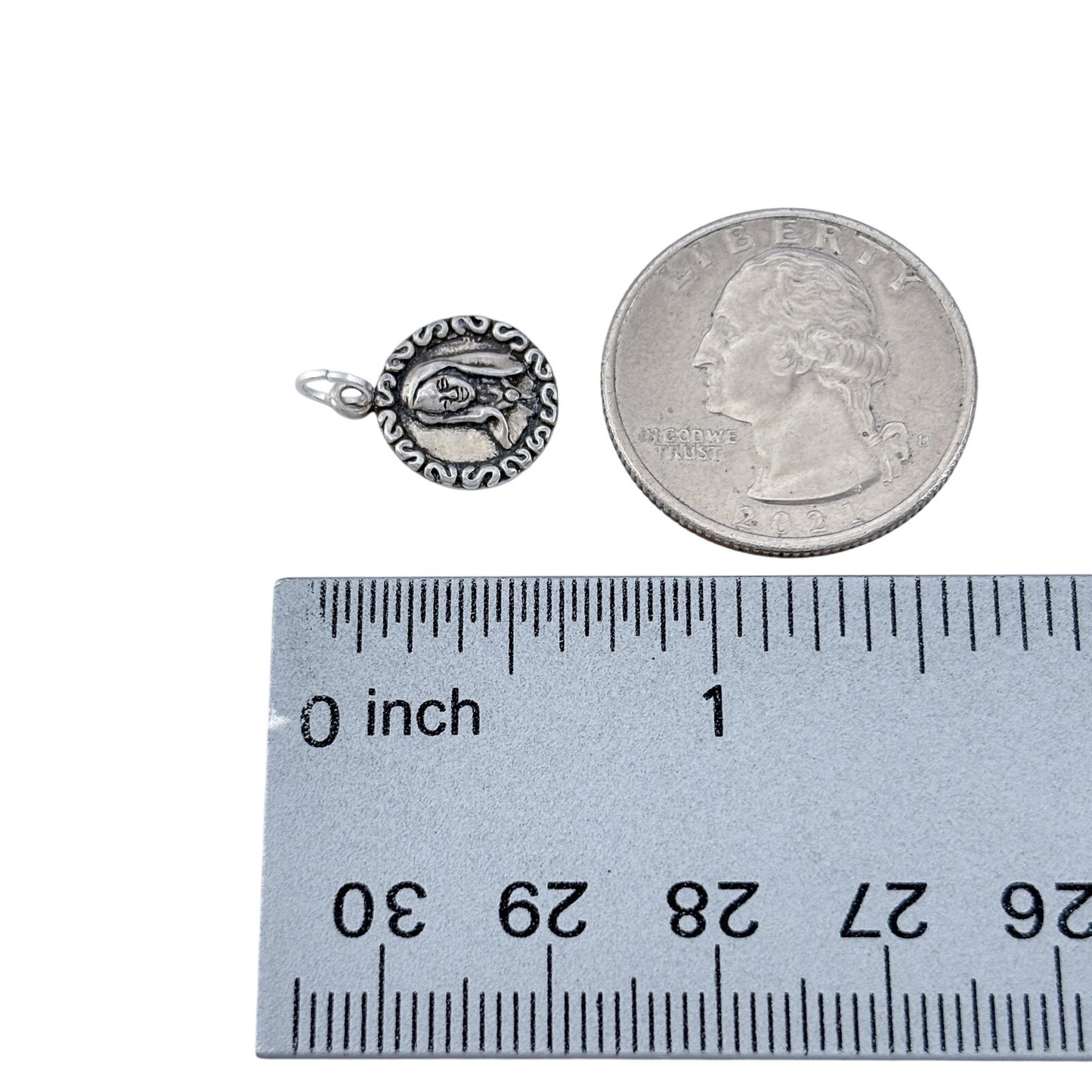 Vintage Sterling Silver 925 Virgin Mary Medal Pendant