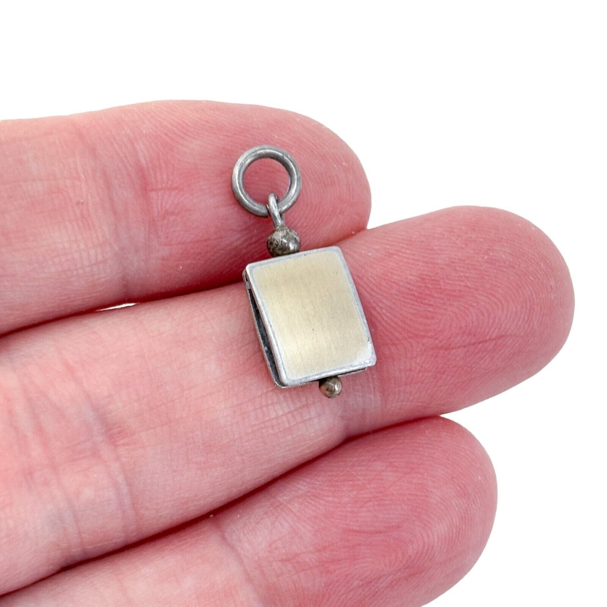 Vintage Silver-Tone Rectangular Charm Pendant