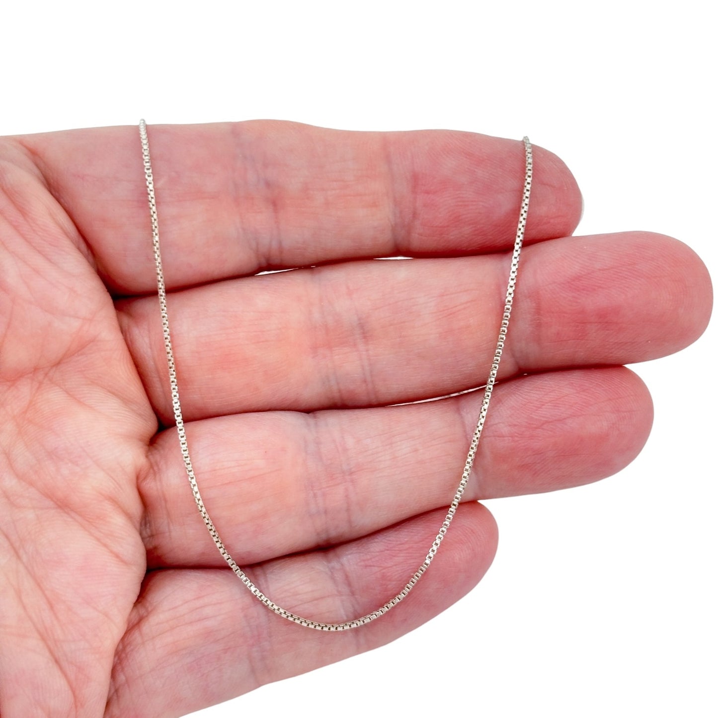 Vintage Italian Sterling Silver 925 Box Chain Necklace 19"
