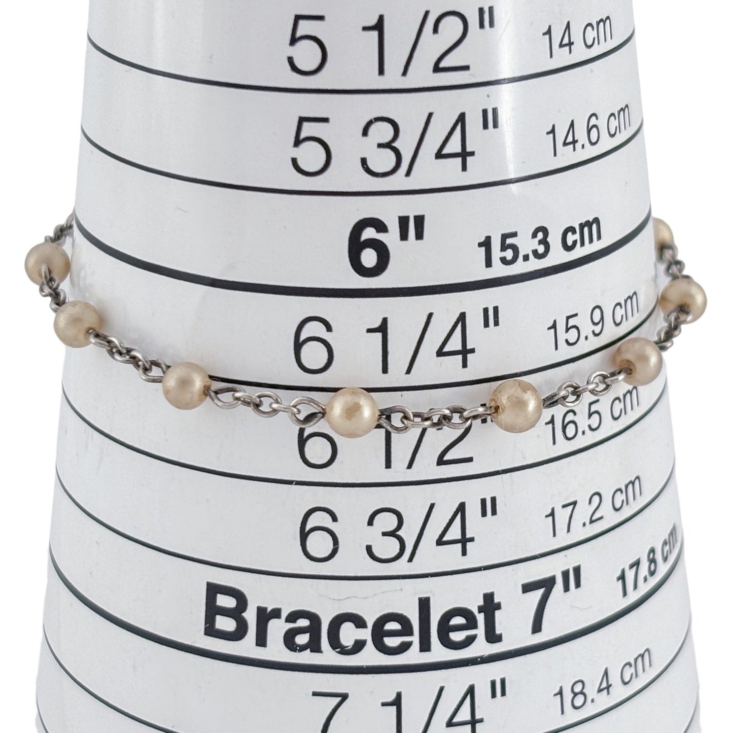 Vintage Sterling Silver 925 Pearl Chain Bracelet 6.5"