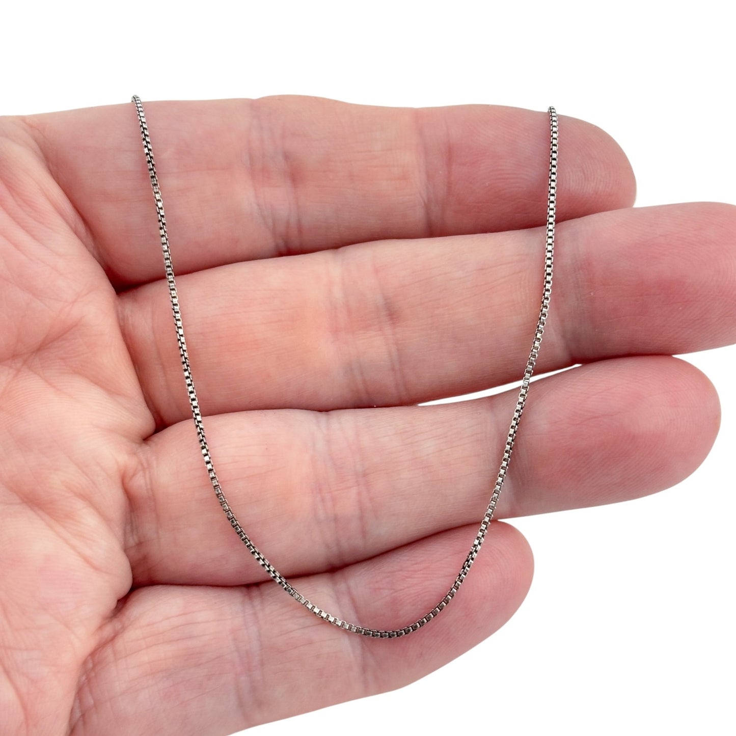 Vintage Italy Sterling Silver 925 Box Link Chain Necklace 18"