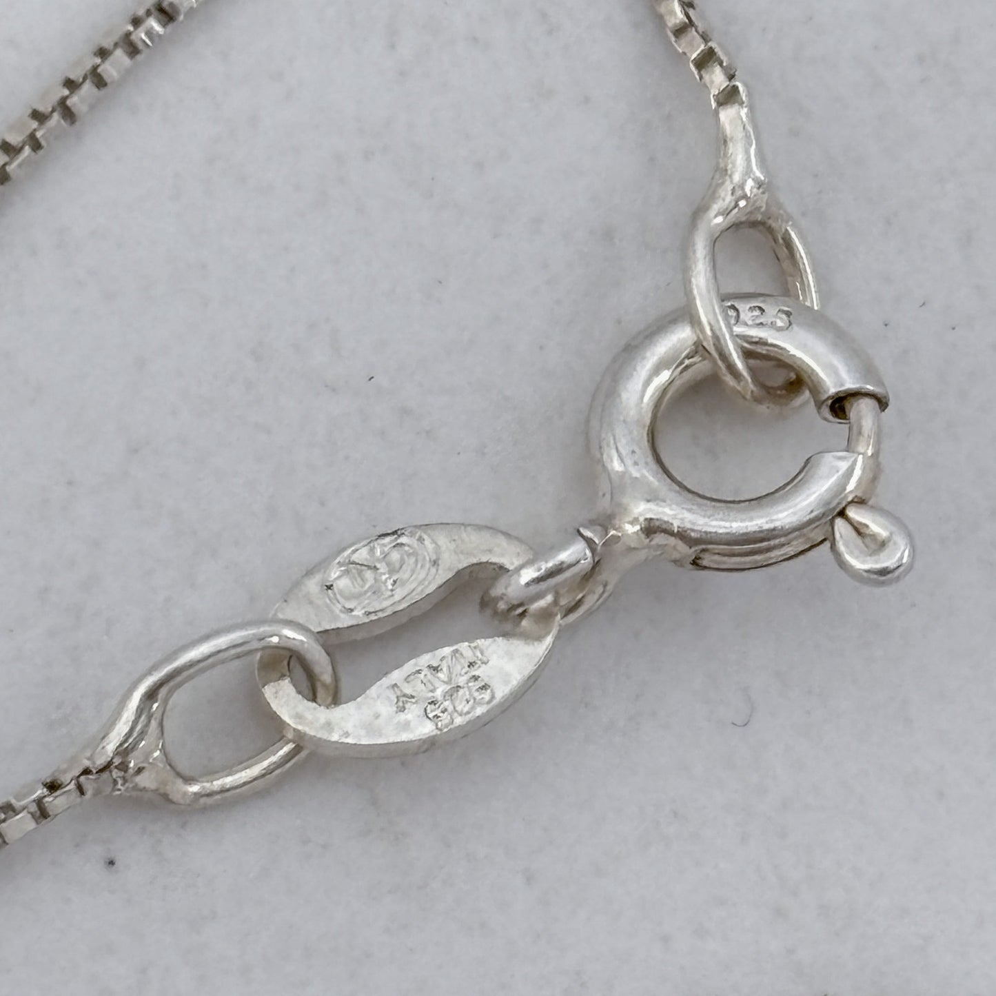Vintage Italian Sterling Silver 925 Box Link Chain Necklace 16"