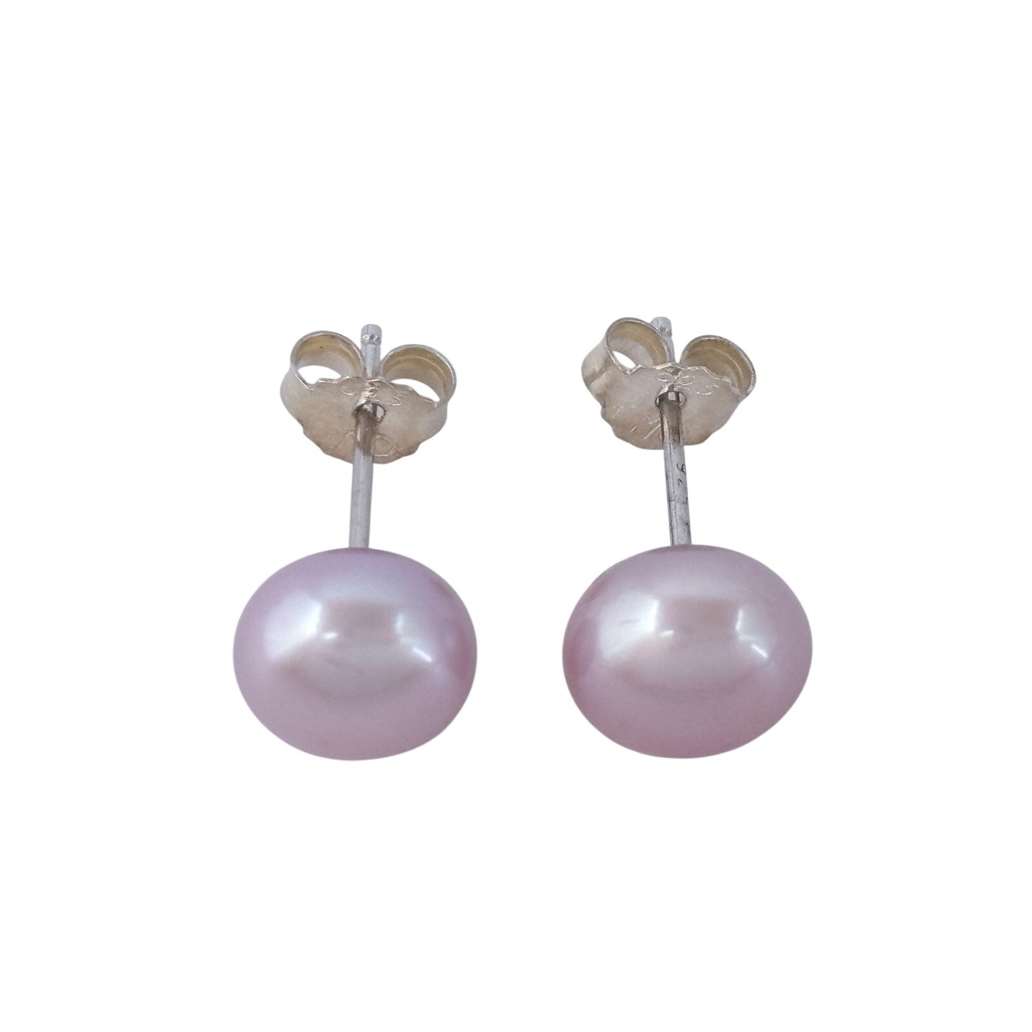 Vintage Sterling Silver 925 Purple Pearl Stud Earrings