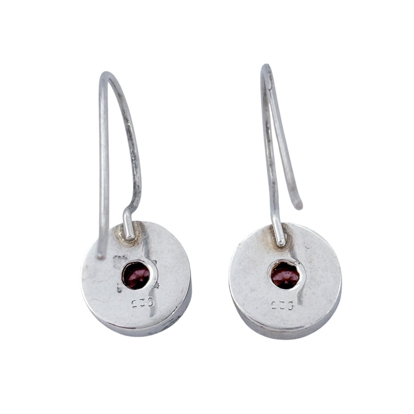 Estate Sterling Silver 925 Pink Cubic Zirconia Geometric Drop Earrings