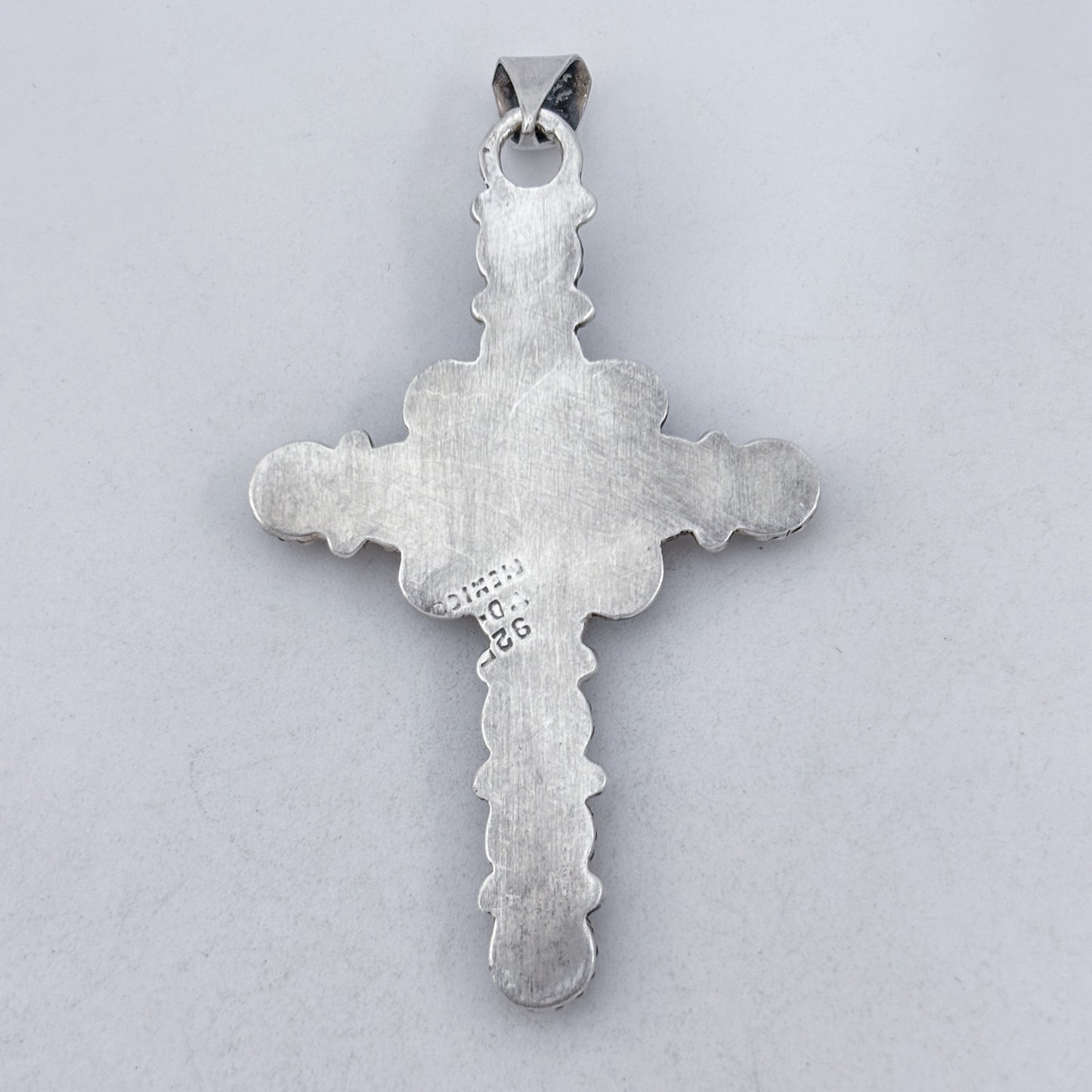 Vintage Mexican Taxco Sterling Silver 925 Turquoise Cross Pendant
