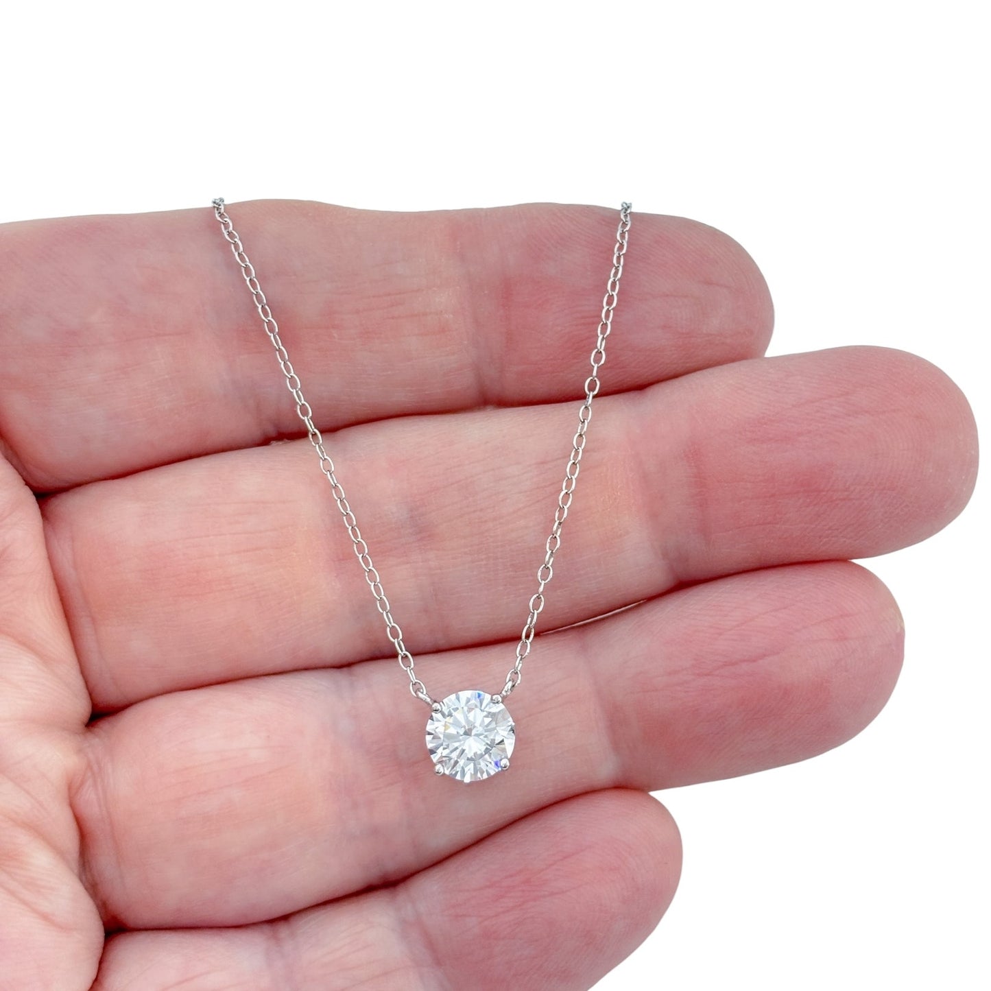 Vintage Sterling Silver 925 Cubic Zirconia Pendant Necklace 16", 17," 18"