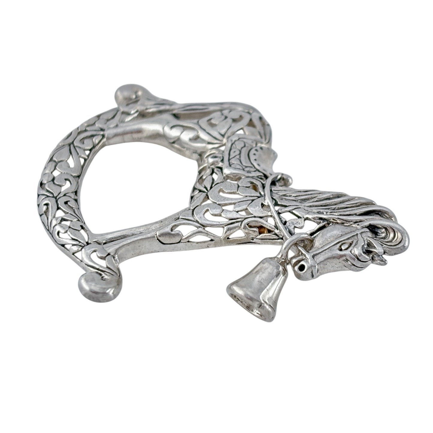 Vintage Jezlaine Sterling Silver 925 Rocking Horse Brooch