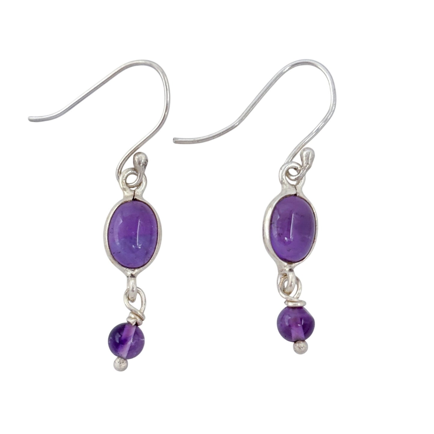 Estate Sterling Silver 925 Amethyst Dangle Earrings