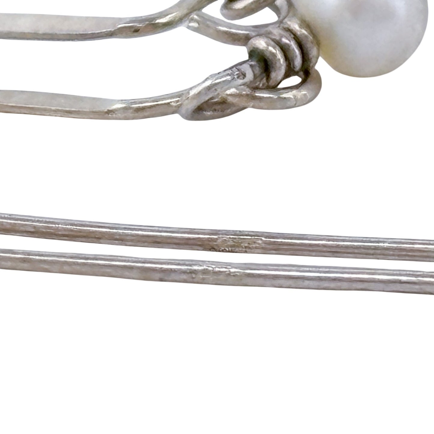 Estate Sterling Silver 925 Pearl Crystal Dangle Earrings