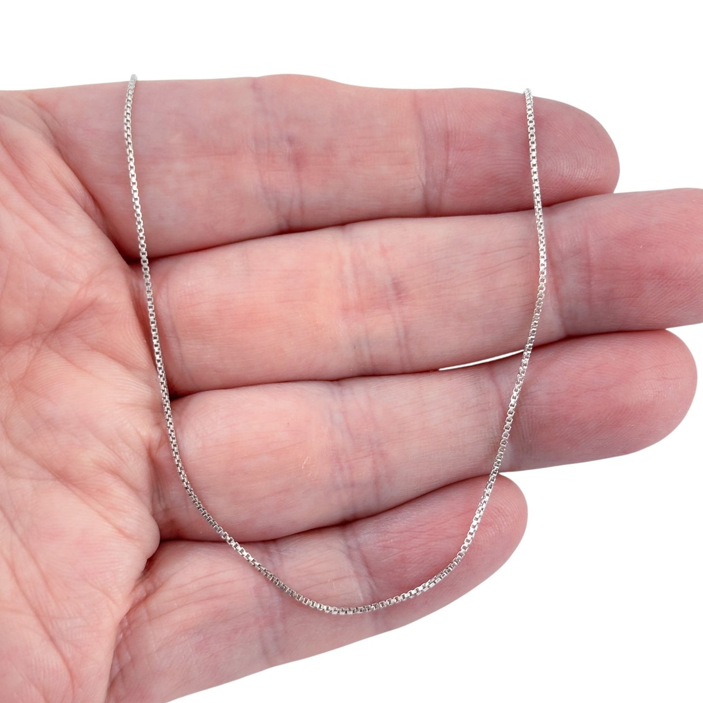Vintage Italian Sterling Silver 925 Box Link Chain Necklace 18"