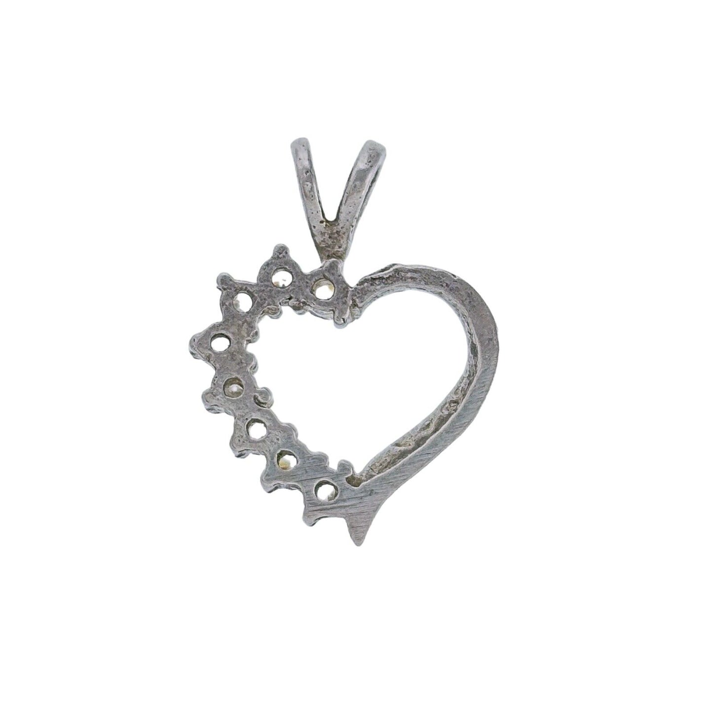 Vintage Sterling Silver 925 Cubic Zirconia Accent Open Heart Pendant
