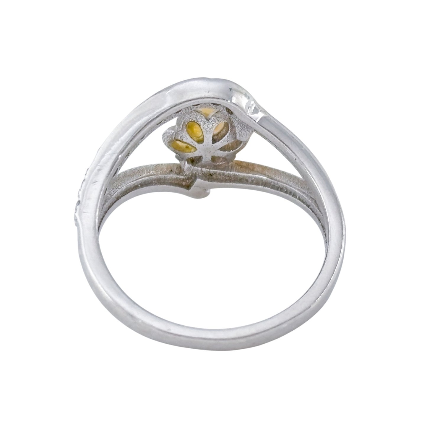 Vintage Sterling Silver 925 Pearl and Cubic Zirconia Accent Ring Size 4