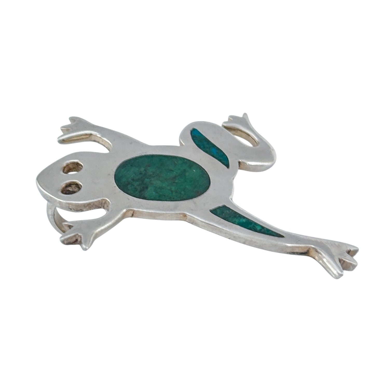 Vintage Sterling Silver 925 Turquoise Frog Pendant