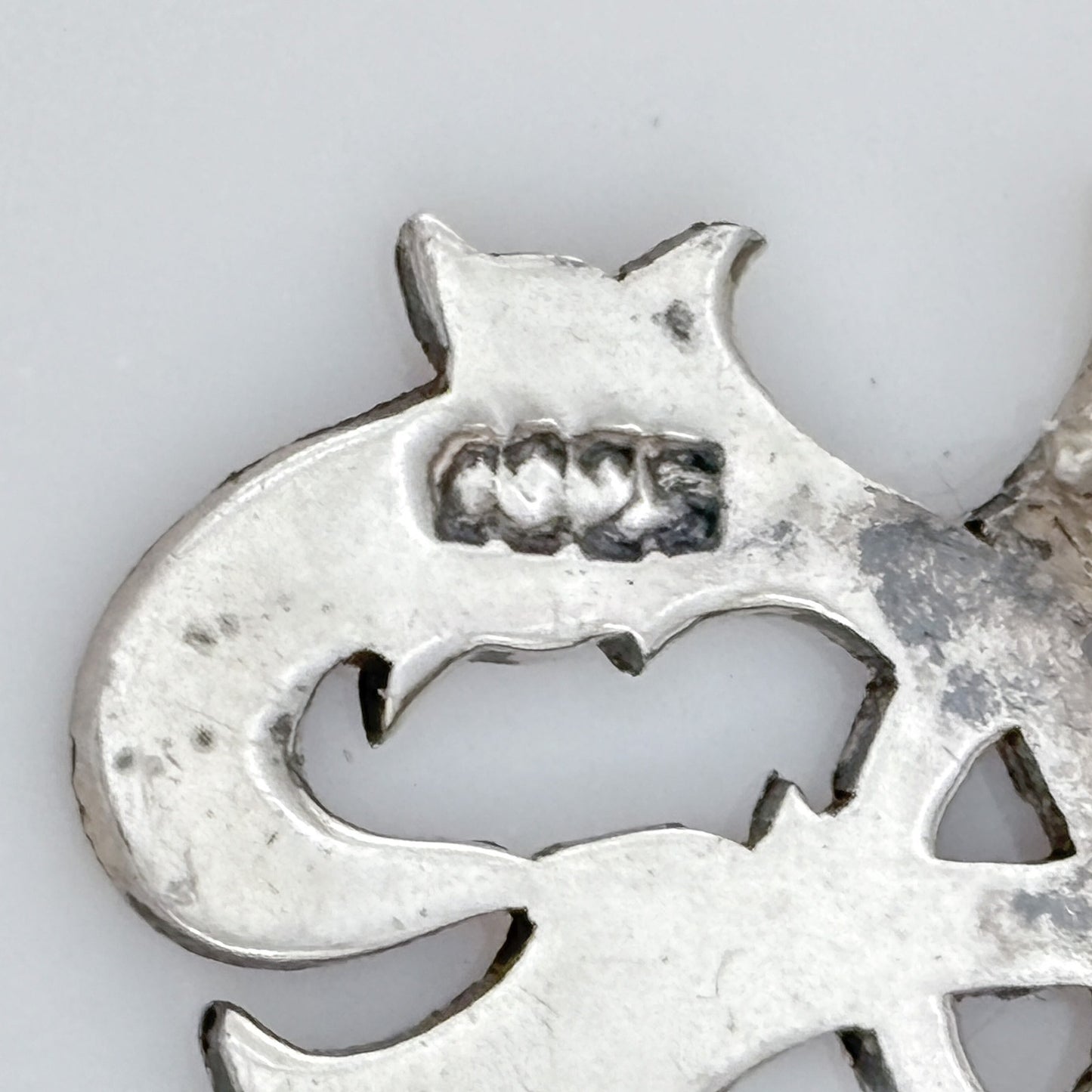 Vintage Sterling Silver 925 Filigree Monogram Letter B Brooch