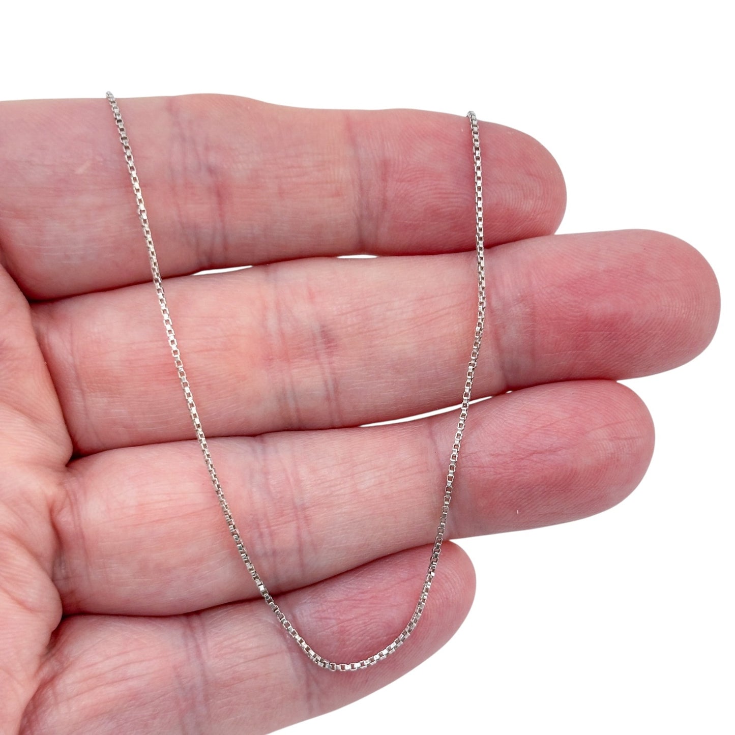 Vintage Italian Sterling Silver 925 Box Link Chain Necklace 22.5"