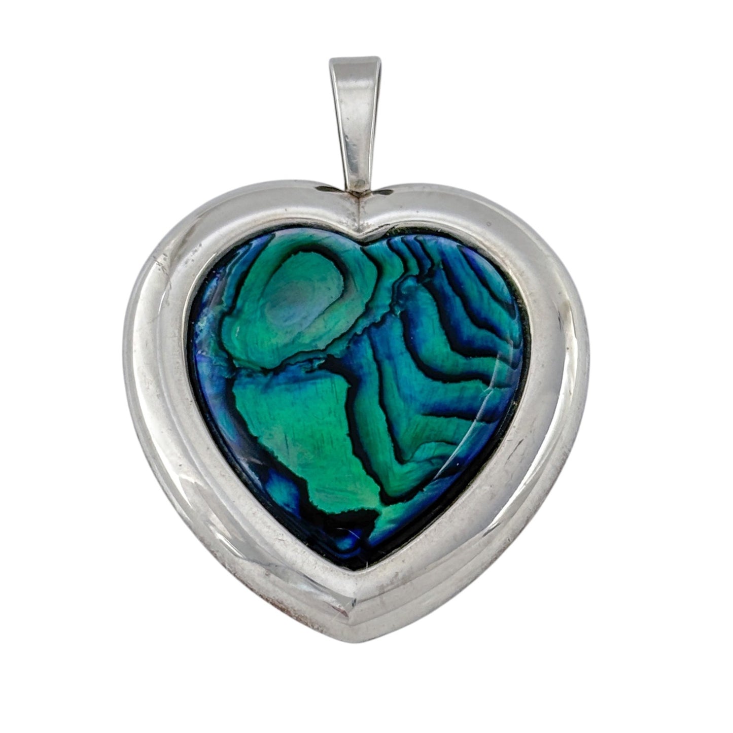 Vintage Sterling Silver 925 Abalone Heart Pendant