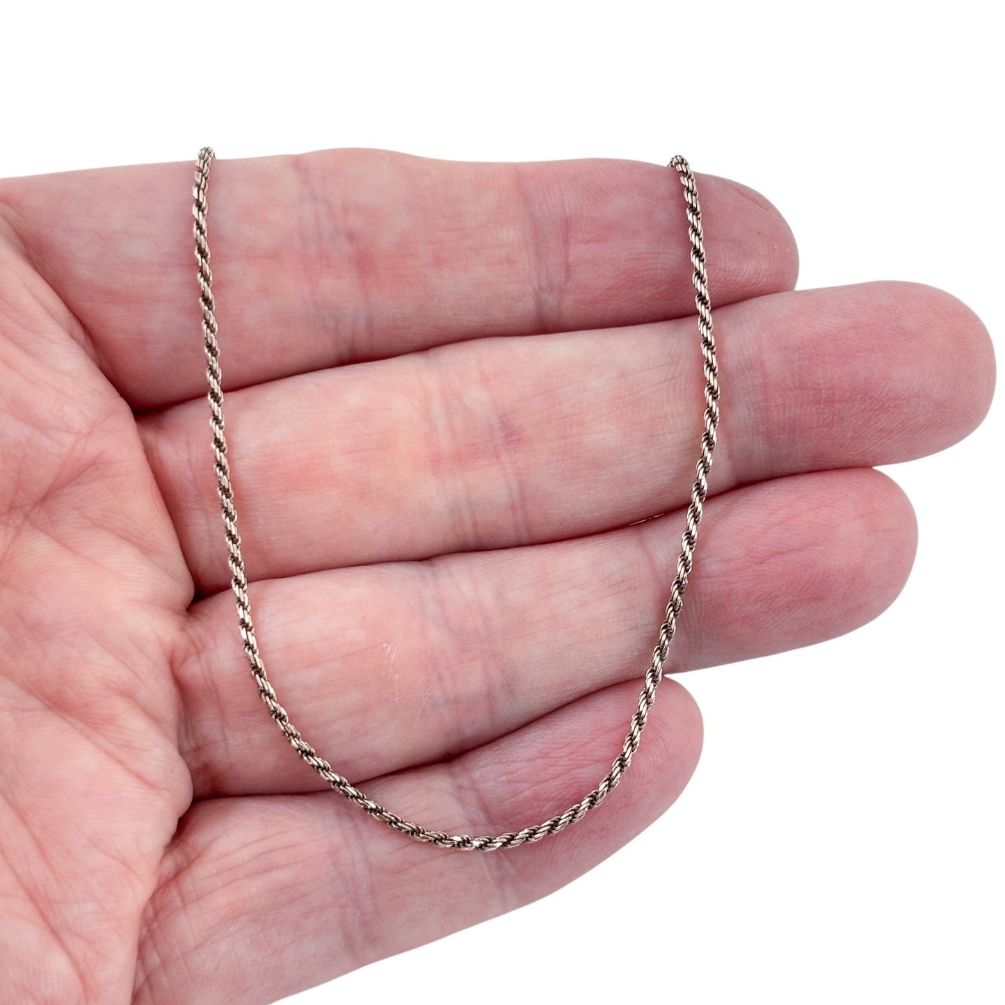 Vintage Italian Rose Gold-Tone Sterling Silver 925 Rope Link Chain Necklace 20"