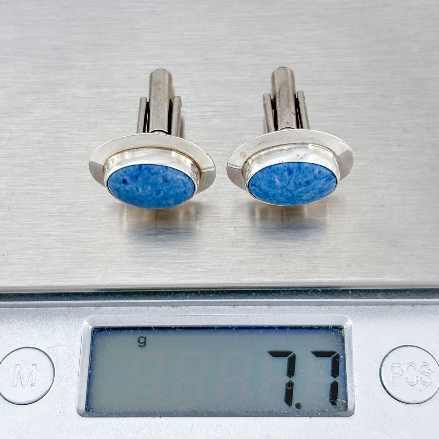 Vintage Sterling Silver 925 Sodalite Cuff Links