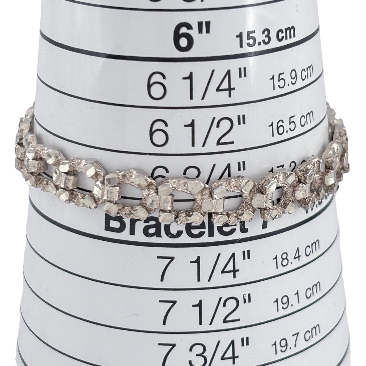Vintage Sterling Silver 925 Textured Link Bracelet 7"