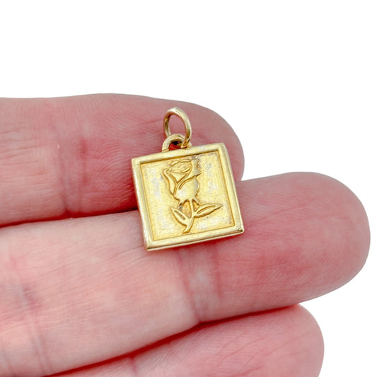 Vintage Gold-Tone Sterling Silver 925 Rose Charm
