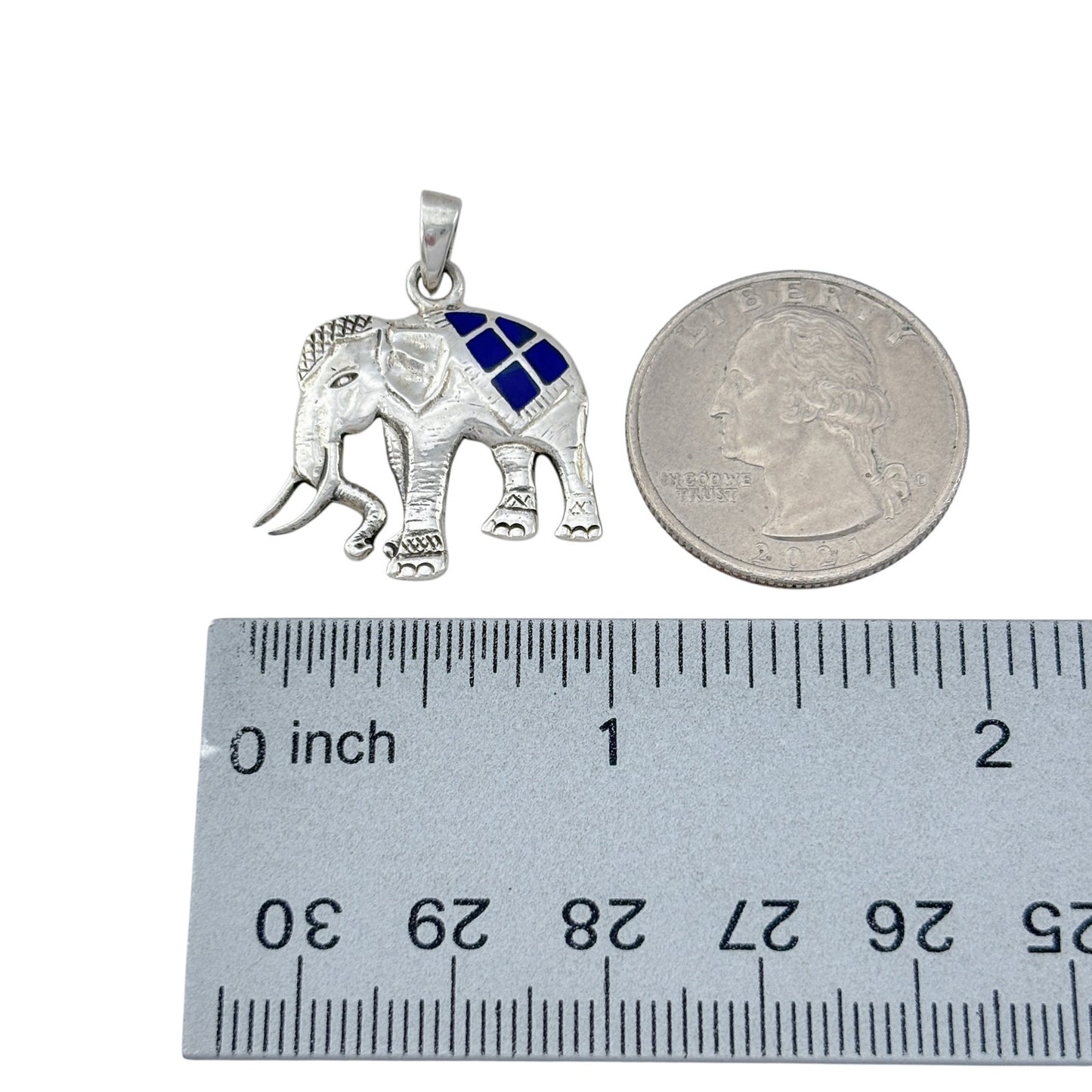 Vintage Sterling Silver 925 Lapis Lazuli Elephant Pendant