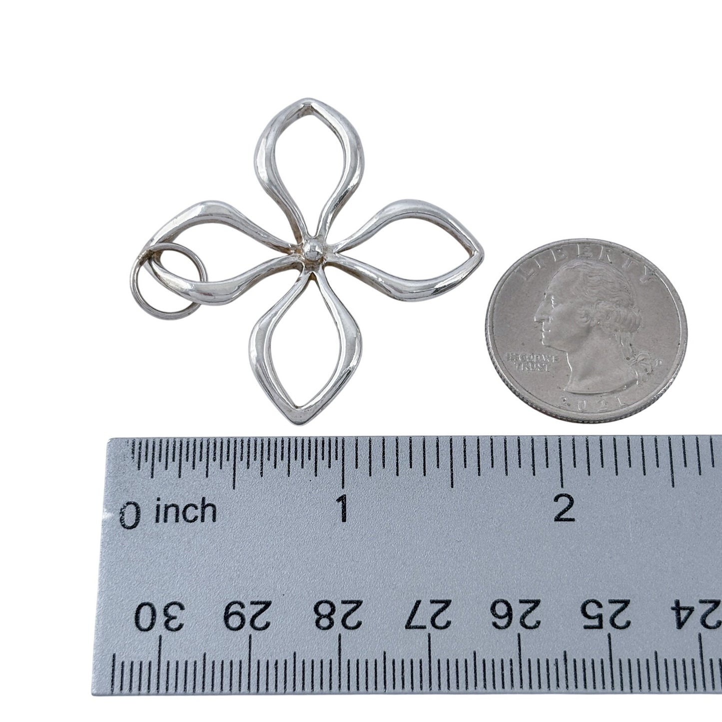 Vintage Sterling Silver 925 Open Flower Pendant