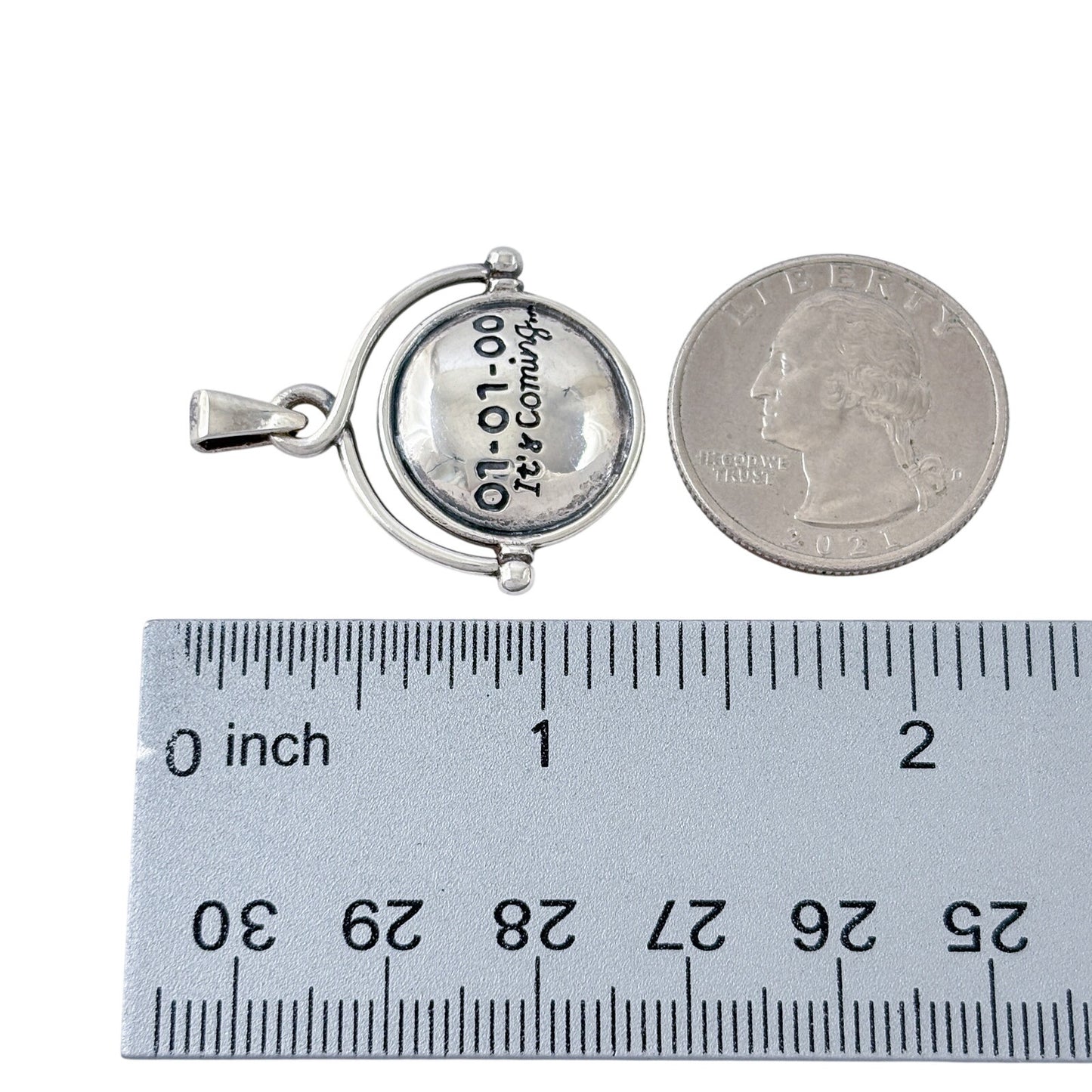 Vintage Sterling Silver 925 Y2K Millennium Pendant