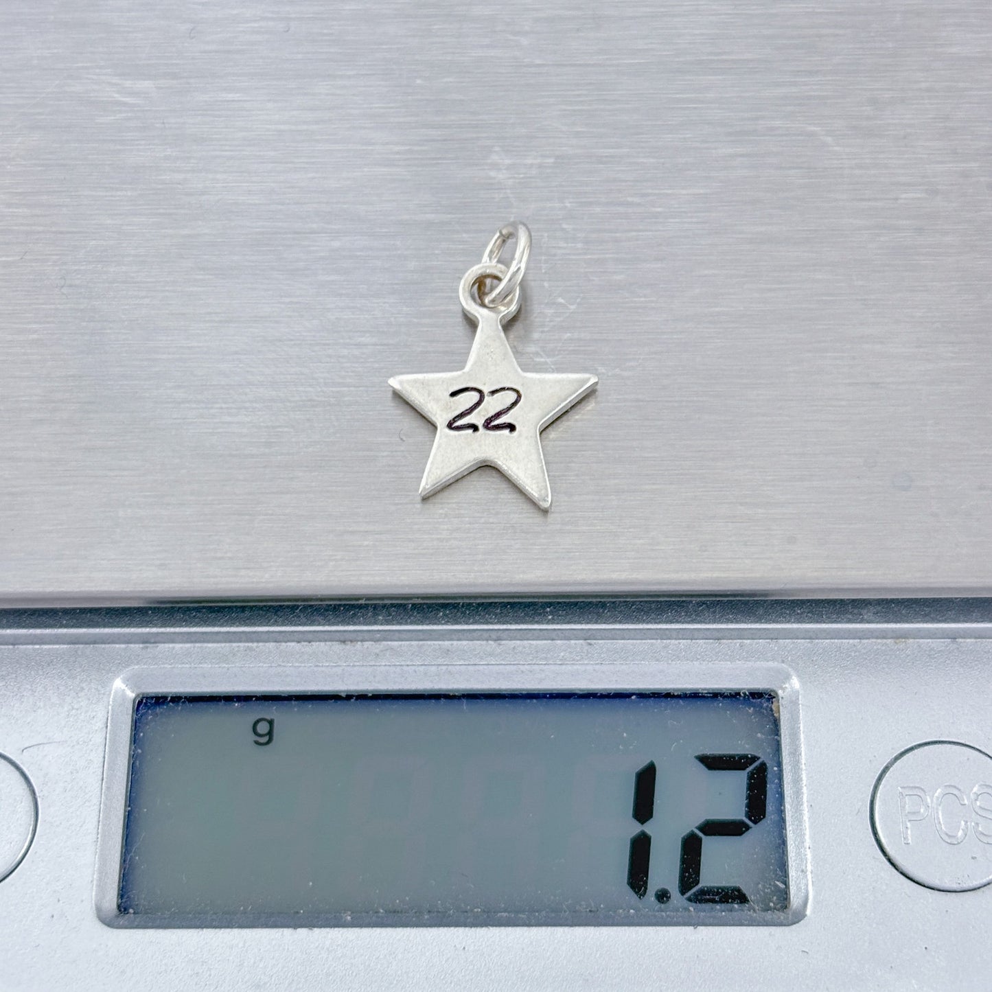 Vintage Sterling Silver 925 Star 22 Charm